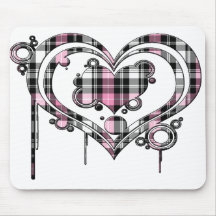 Coeur rose de plaid tapis de souris
