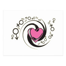 Coeur rose tribal et symboles carte postale