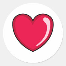 Coeur rouge adhésif rond