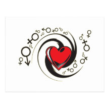 Coeur rouge tribal et symboles cartes postales