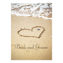 Coeur sur le rivage invitations personnalisées