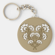 Coeur Tan de fleur de Nouveau d'art Porte-clefs