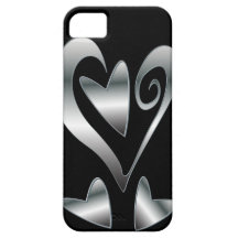 Coeurs argentés imprimés d'effet sur le noir coque iPhone 5 Case-Mate