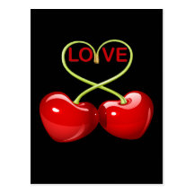 COEURS D'AMOUR DE CERISE CARTE POSTALE