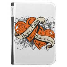 Coeurs de foi d'espoir de Cancer de rein doubles Coque Folio Kindle
