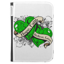 Coeurs de foi d'espoir de Cancer de rein doubles Coque Pour Kindle