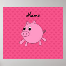 Coeurs de porc roses nommés personnalisés affiches