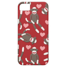 Coeurs de singe de chaussette coque iPhone 5 Case-Mate