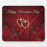 Coeurs d'or de heureuse Sainte-Valentin tapis de souris
