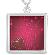 Coeurs et fleurs Neclace (carré) Pendentifs