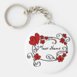 Coeurs et fleurs rouges - Keychain Porte-clefs