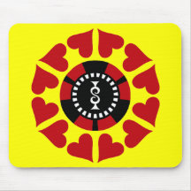 COEURS ET JETON DE POKER ROUGES TAPIS DE SOURIS