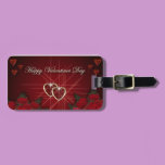 Coeurs heureux d'or de jour de Valentines étiquettes à bagages