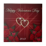 Coeurs heureux d'or de jour de Valentines carreaux