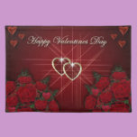 Coeurs heureux d'or de jour de Valentines sets de table