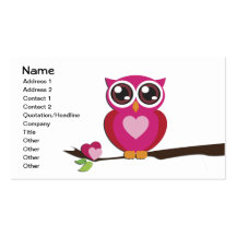 Coeurs mignons d'amour de hibou modèle de carte de visite