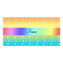 Coeurs nommés personnalisés d'arc-en-ciel photocarte