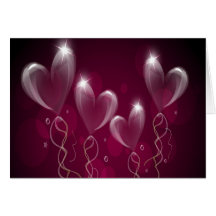 Coeurs pourpres format, anniversaire de ballons cartes de vœux