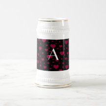 Coeurs roses noirs de monogramme tasse