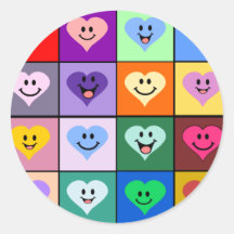 Coeurs souriants multicolores adhésifs