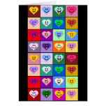 Coeurs souriants multicolores carte de vœux
