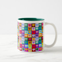 Coeurs souriants multicolores mugs