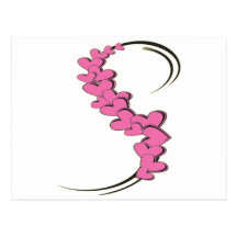 Coeurs tribaux de rose de ruban cartes postales