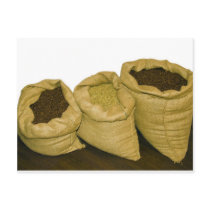 coffee beans in burlap sack