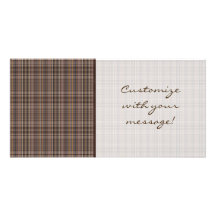 Coffee Brown Plaid Pattern Photo Greeting Card