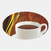 Coffee Cafe Art Oval Stickers