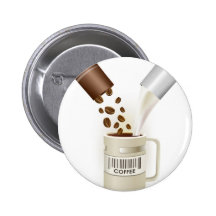 COFFEE CAPSULES BEANS MILK VECTOR ICON LOGO PILLS PINBACK BUTTON