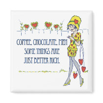 Coffee, chocolate, men refrigerator magnet