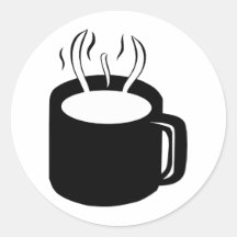 Coffee Cup / Mug - Steaming Hot Drink Round Stickers