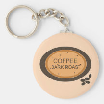 Coffee Dark Roast Sign in Orange and Brown Keychains