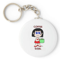 COFFEE GIRL - BLACK HAIR KEY CHAINS