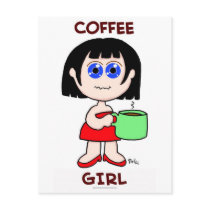 COFFEE GIRL - BLACK HAIR POSTCARD