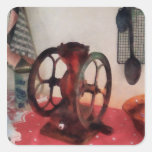 Coffee Grinder on Red Tablecloth Stickers