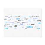 Coffee in different languages - blue post cards