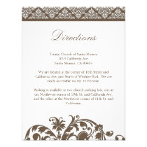 Coffee Liqueúr Damask Wedding Direction Card invitations
