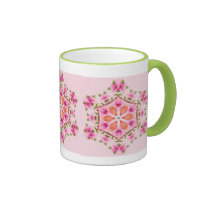Coffee Mug with Pink and Green Kaleidoscope mugs