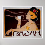 Coffee Rajah Vintage Hot Coffee Drink Ad Art Poster