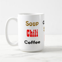 Coffee Soup Chili Funny Red Black Word Pattern Mug