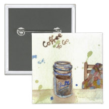 Coffee To Go Folk Art KitchenWare Pins