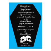 Coffin Ebony (Cyan) Wedding Invitation