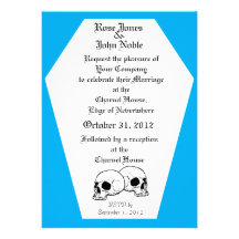 Coffin Ivory (Cyan) Wedding Invitation