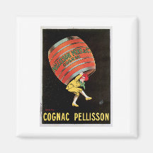 Cognac Pellisson Vintage Wine Drink Ad Art Magnets