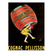 Cognac Pellisson Vintage Wine Drink Ad Art Post Cards