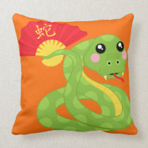 Coiled Snake Holding Fan Throw Pillows