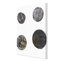 Coins of Cunobelinus or Cymbeline ,King of Mercia Canvas Print