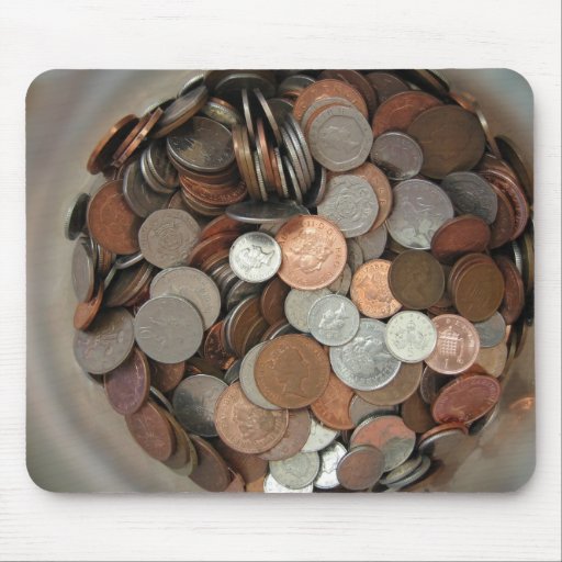 Coins-UK-in-glass-money-pot-gallon-wine-jar-viewed Mouse Pads